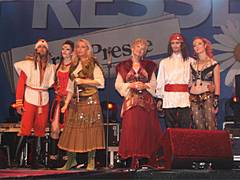 on stage